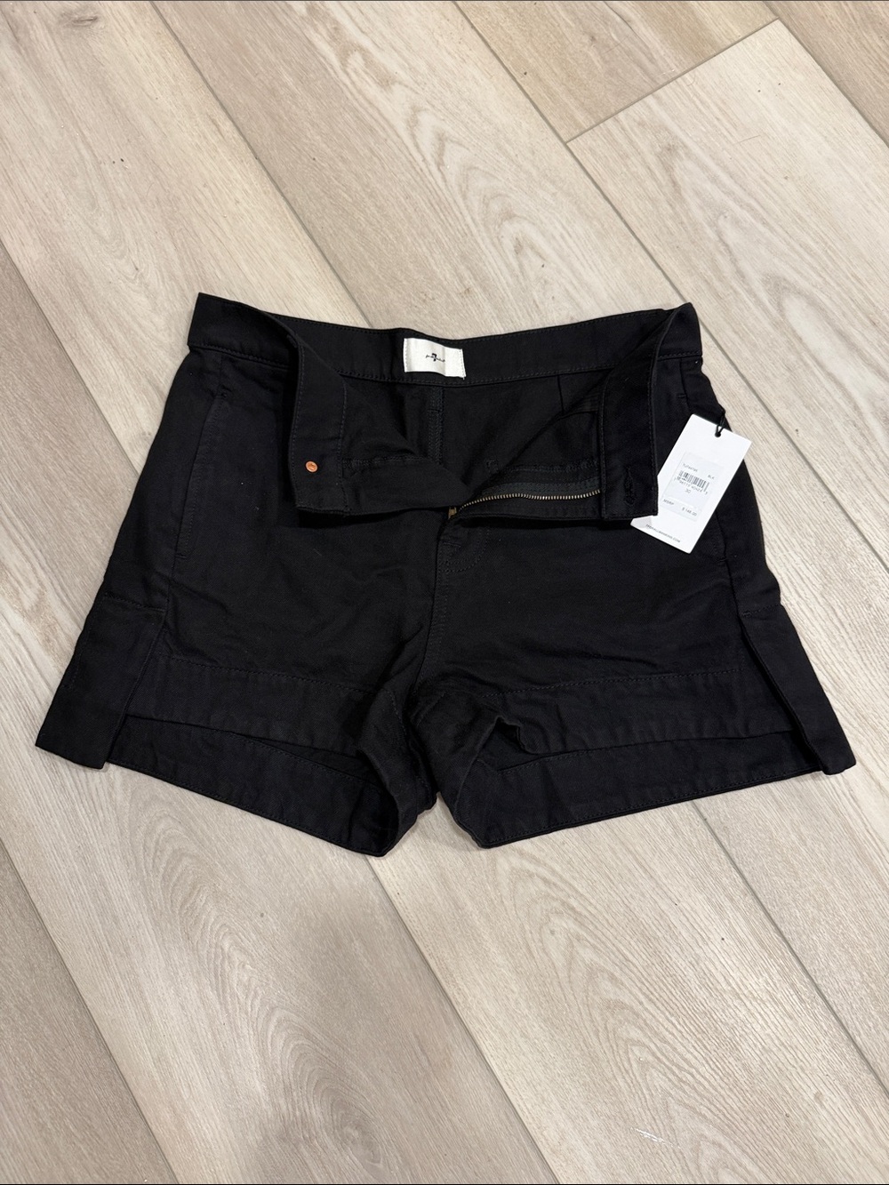 7 For All Mankind Black High-Waist Stretch Shorts